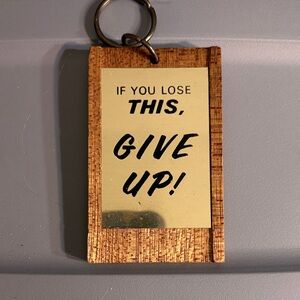 Vintage Wooden Keychain with Gold Plate